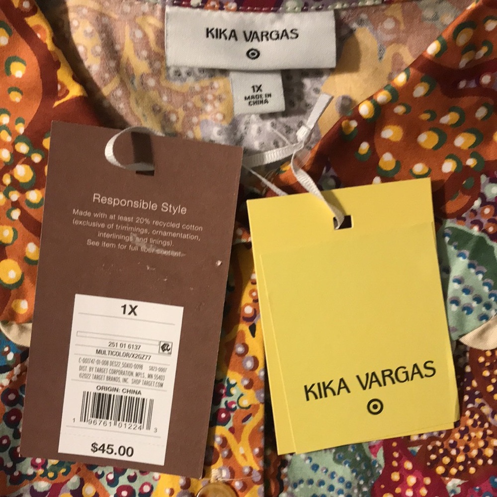 New Kika Vargas for Target Floral Print Mini Dress Long Sleeves 1X Plus - Picture 8 of 17